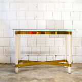 Console in lacquered wood, brass and glass Italy 70s