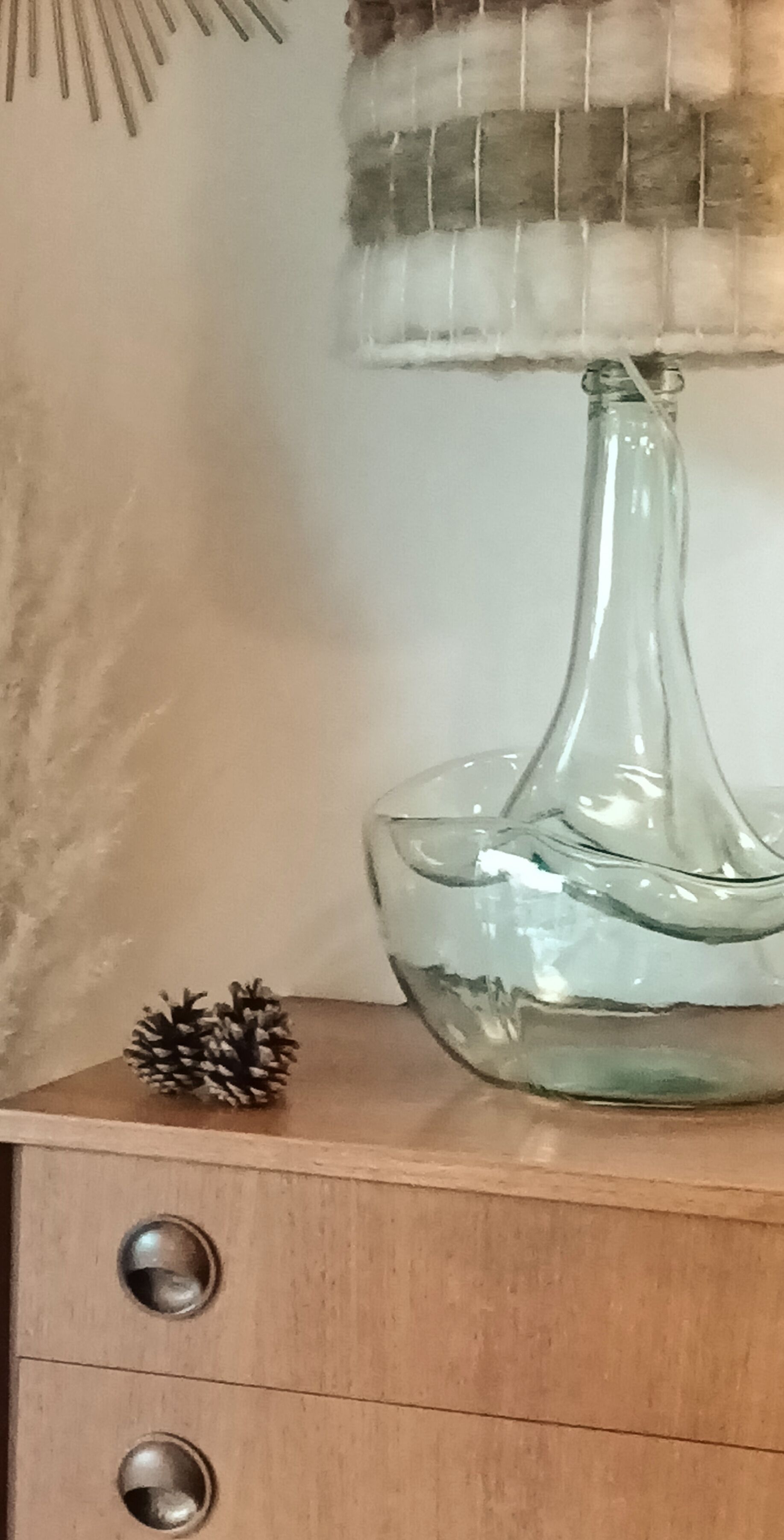 High glass lamp and vintage alpaca