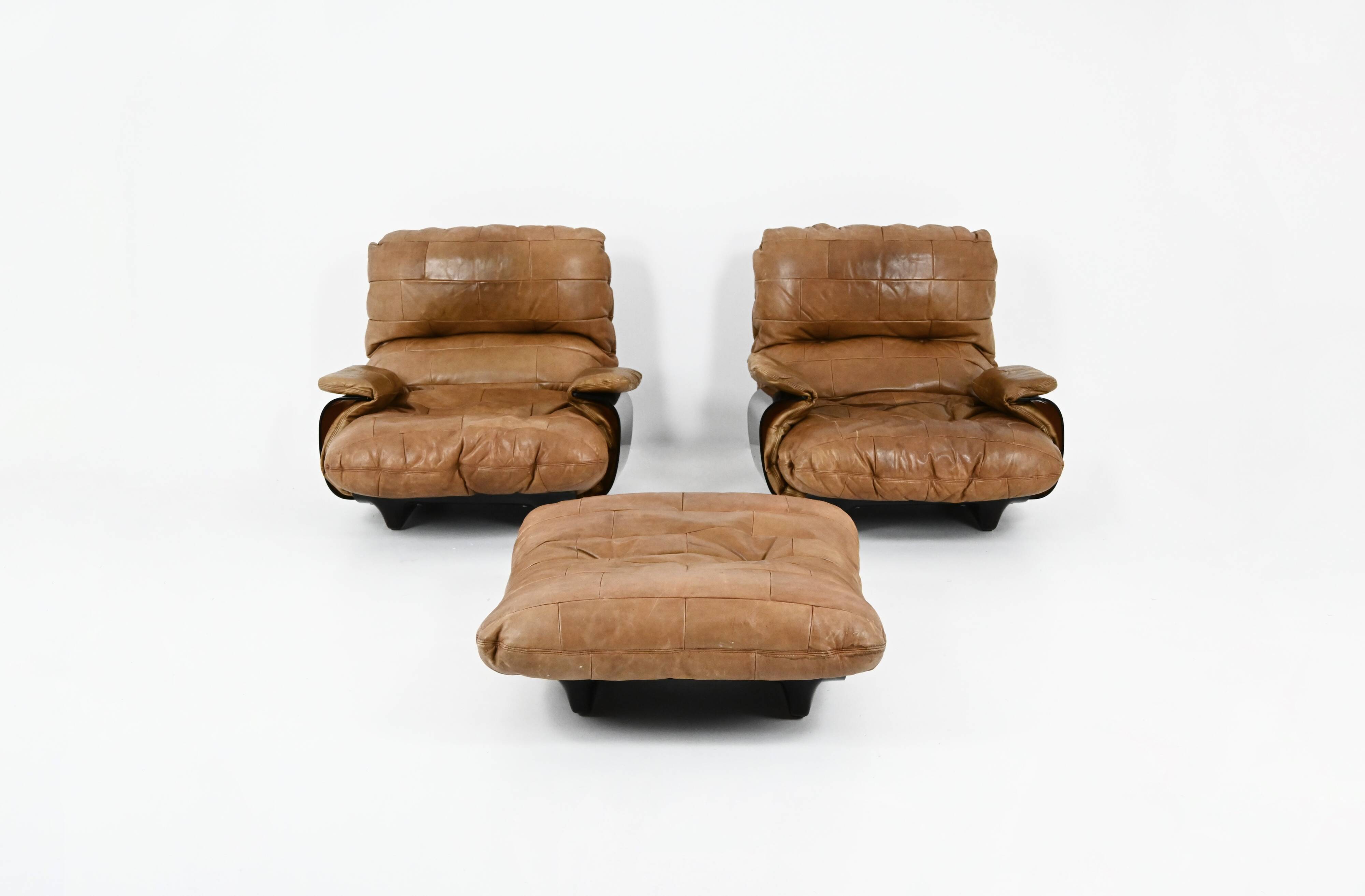 "Marsala" armchairs and poufs by Michel Ducaroy for Ligne Roset, years