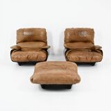 "Marsala" armchairs and poufs by Michel Ducaroy for Ligne Roset, years