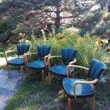 Set of 4 bridge armchairs 1950