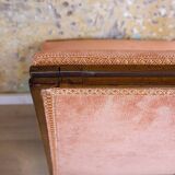 Spanish Chair in Walnut with Velvet Pink Seat, 1940s