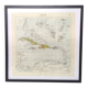 Carte les Antilles mer des Caraïbes archipel vintage de 1950