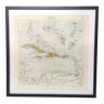 Carte les Antilles mer des Caraïbes archipel vintage de 1950