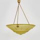 Old chandelier, Art Deco 1 light basin pendant light, in yellow glass paste. 1930s