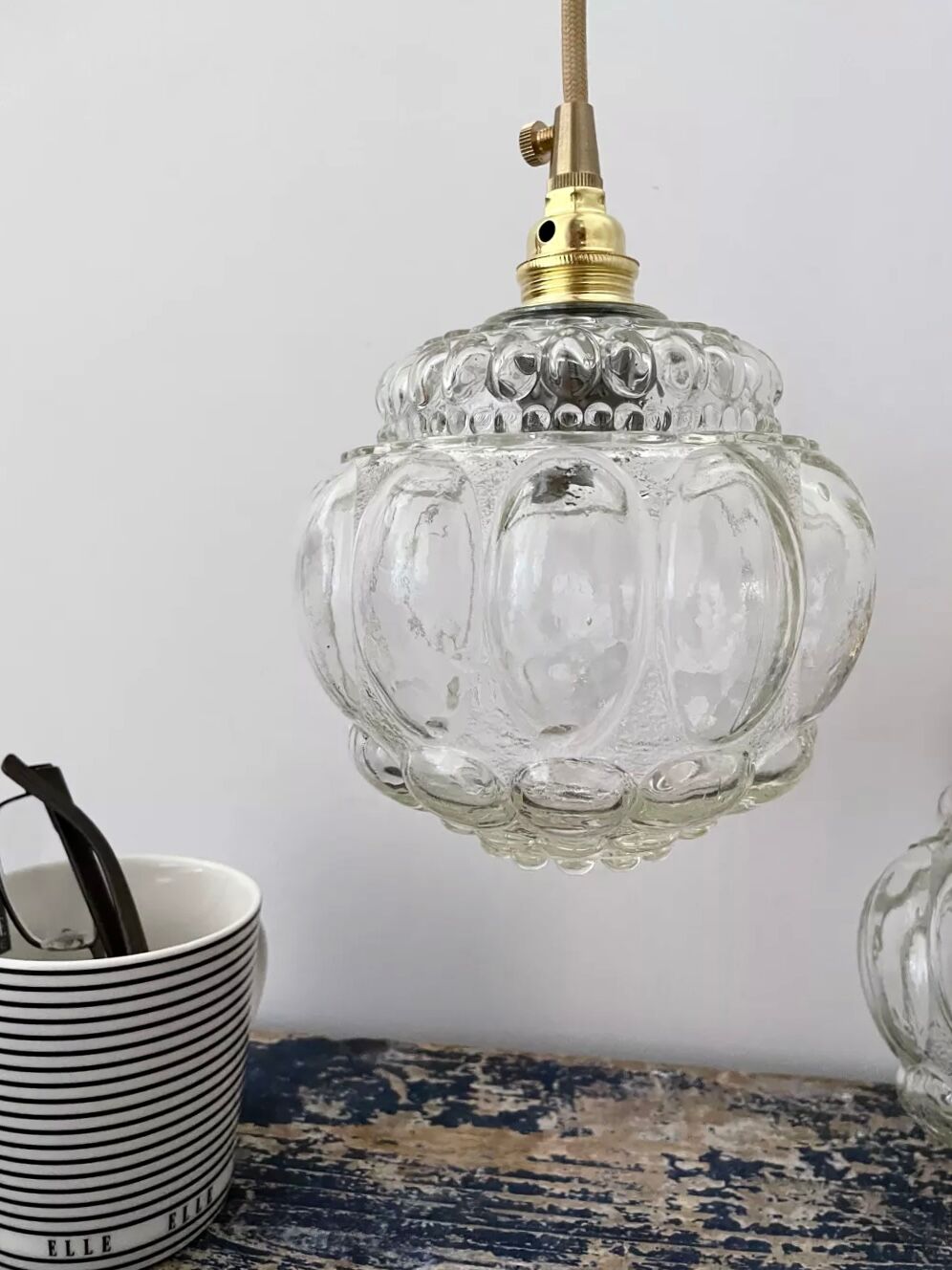 Set of two new electrified bubble globe lamps