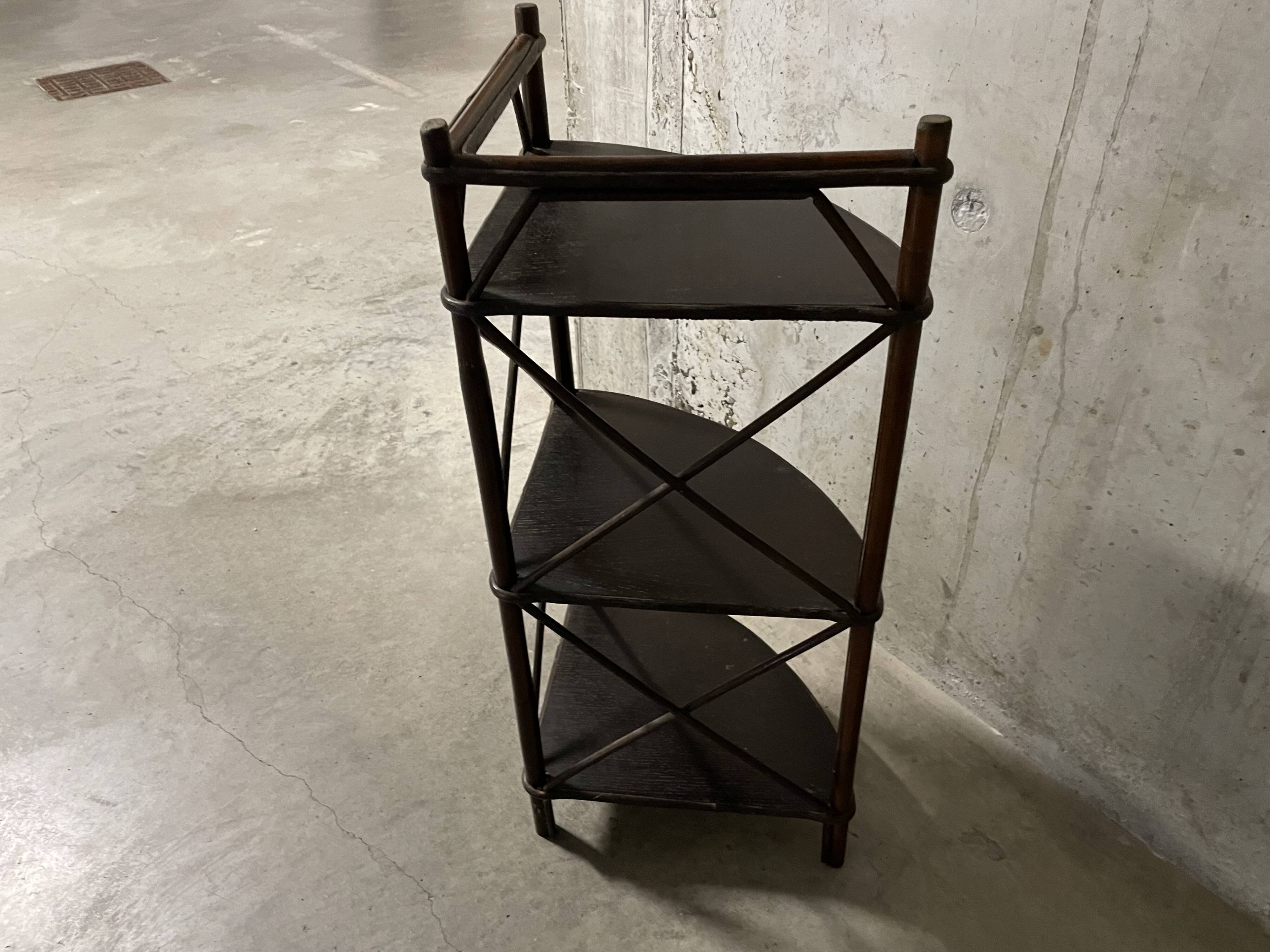 70s rattan corner cabinet