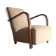 Art Deco armchair - curved wooden armrests - wool coating - mid-twentieth century