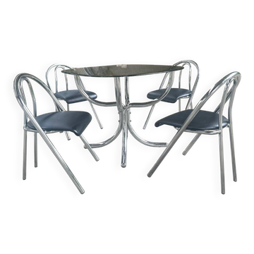 Table et 4 chaises dans le goût de Giotto Stoppino, Italie 1960
