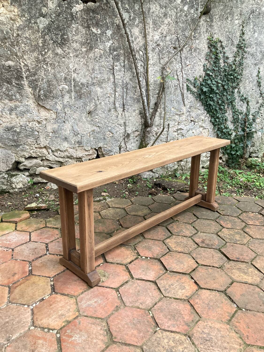 Pair of antique solid oak benches