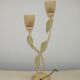 Vintage Italian Double Light Table Lamp Green Leaves Glass Shades