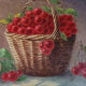 Ancient still life with cherries - peaches Oil on canvas 59x50 cm