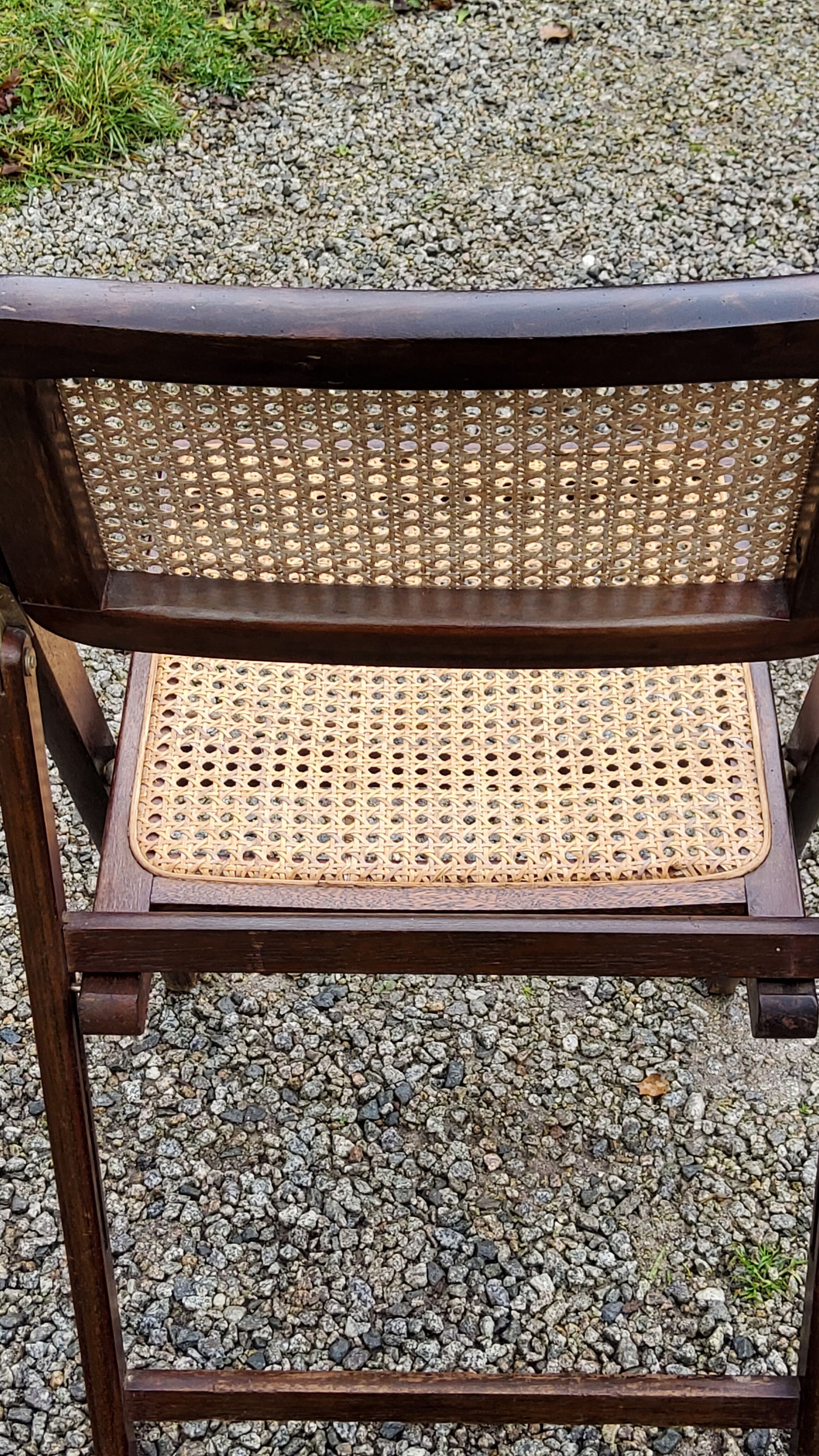 Set of 4 folding chairs wood and canning of the 70s