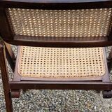 Set of 4 folding chairs wood and canning of the 70s