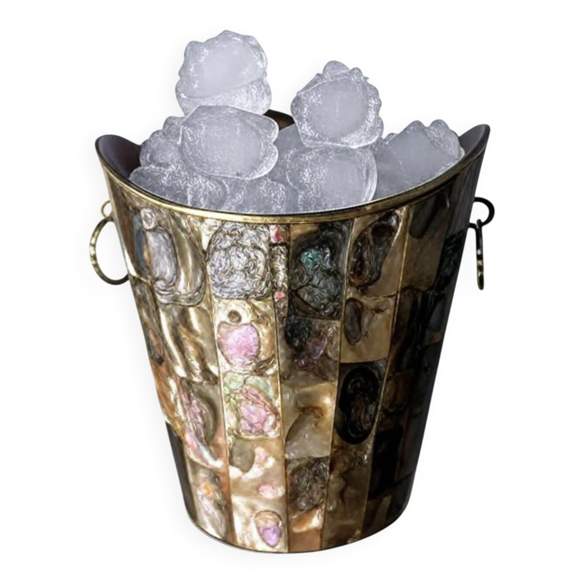 Abalone shell & alpaca ice bucket, Mexico, 1970s