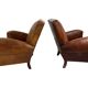 Paire de fauteuils club en cuir patiné – années 1940/50