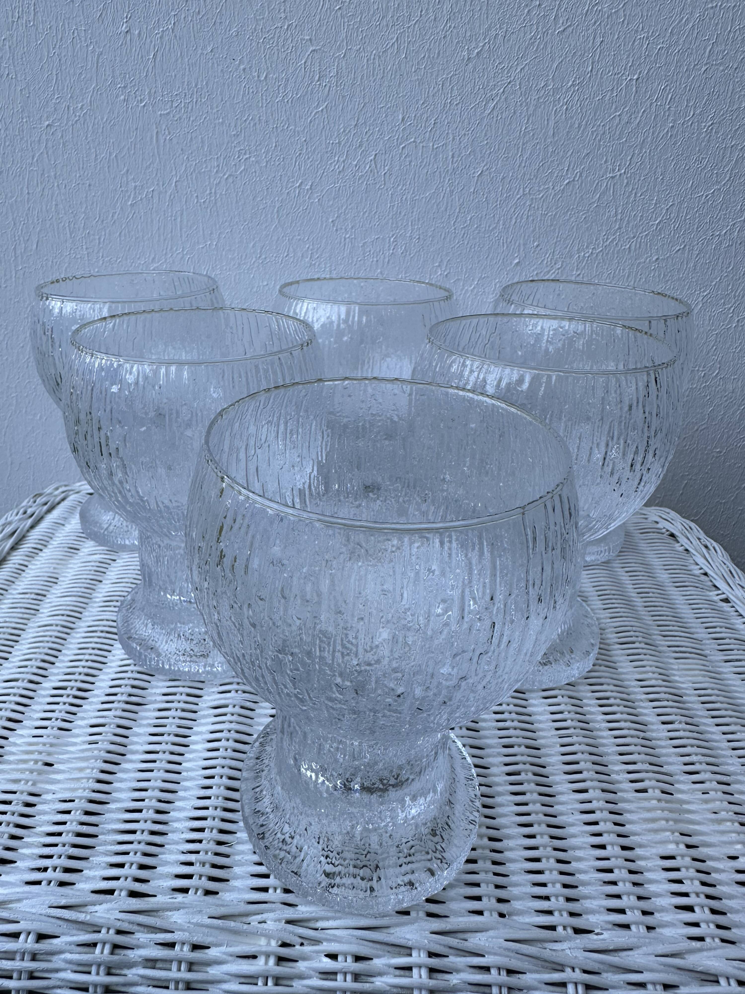 6 Finnish crystal glasses Timo Sarpaneva Kekkerit Ölkky Littala