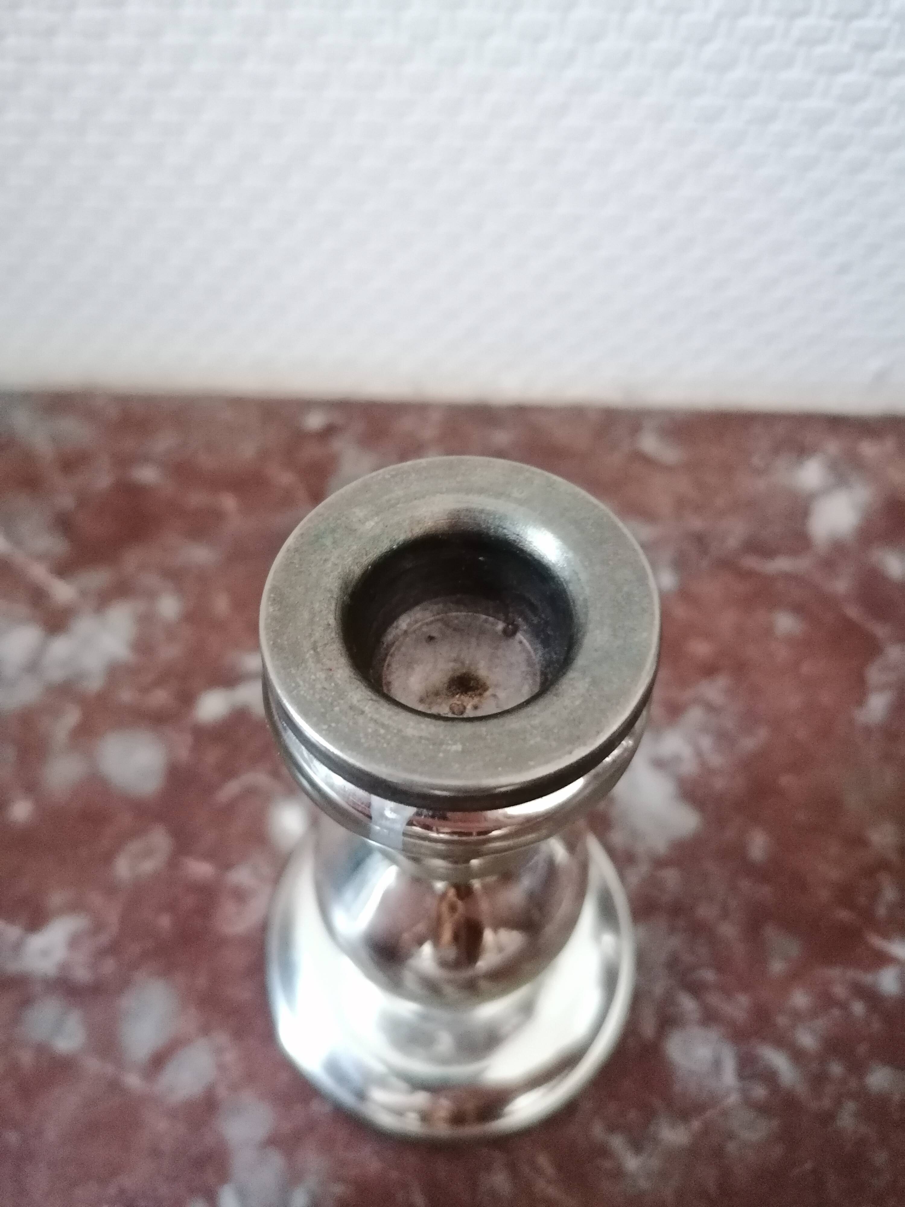 Paire de bougeoirs en verre églomisé