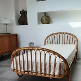 Rattan basket bed from the 50s
