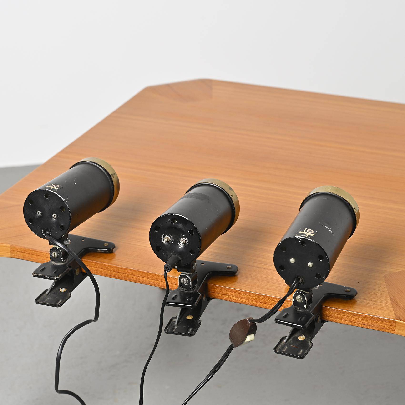 Set of three clamp lamps, Jacques Biny, circa 1950, Lita edition
