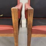 Fauteuils lounge danois vintage en palissandre et cuir. Années 1960.