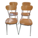 Set of 4 chairs in wood-effect Formica and chrome metal - 1970