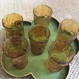 Series of 6 amber glasses