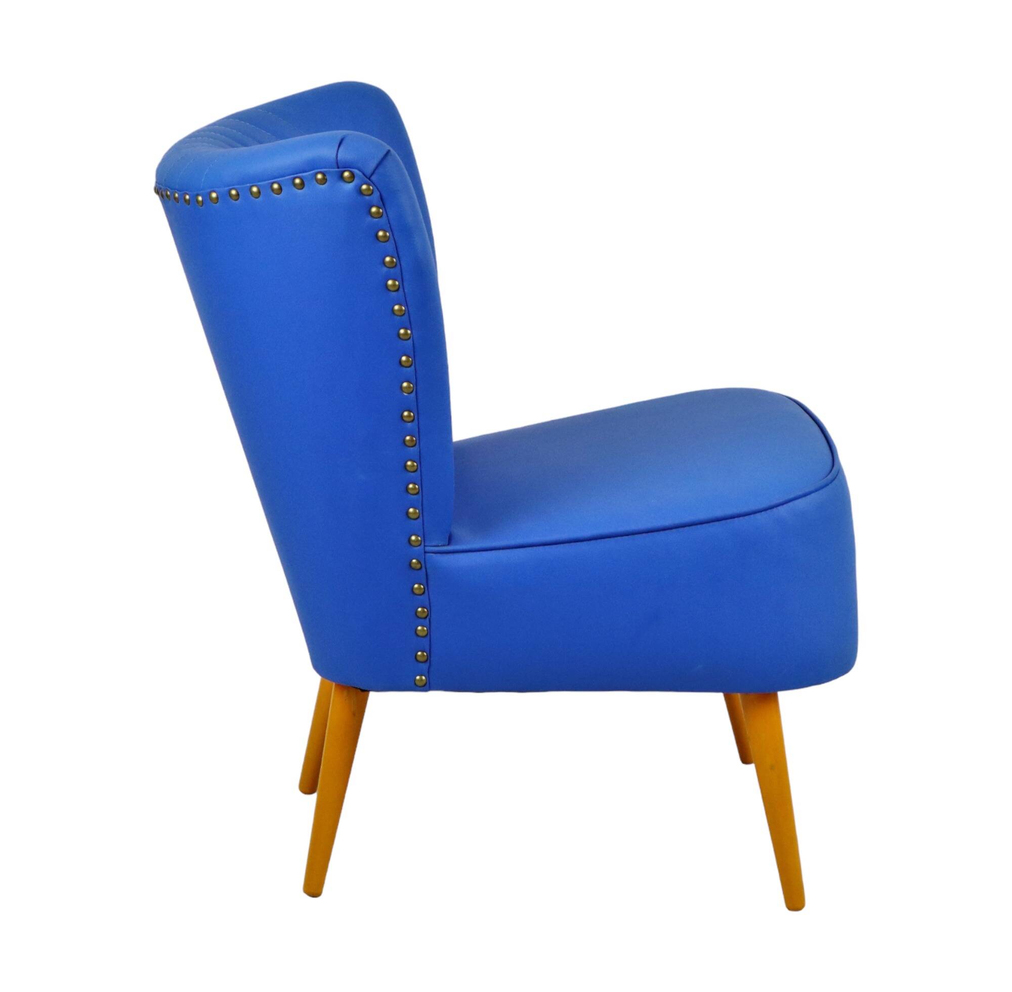 Expo 58 Armchair Seat Replica Blue Vintage Conical 72cm