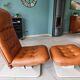 Vintage Lounge Chair & Ottoman "Origlia" – Tawny Leather & Pirelli Straps