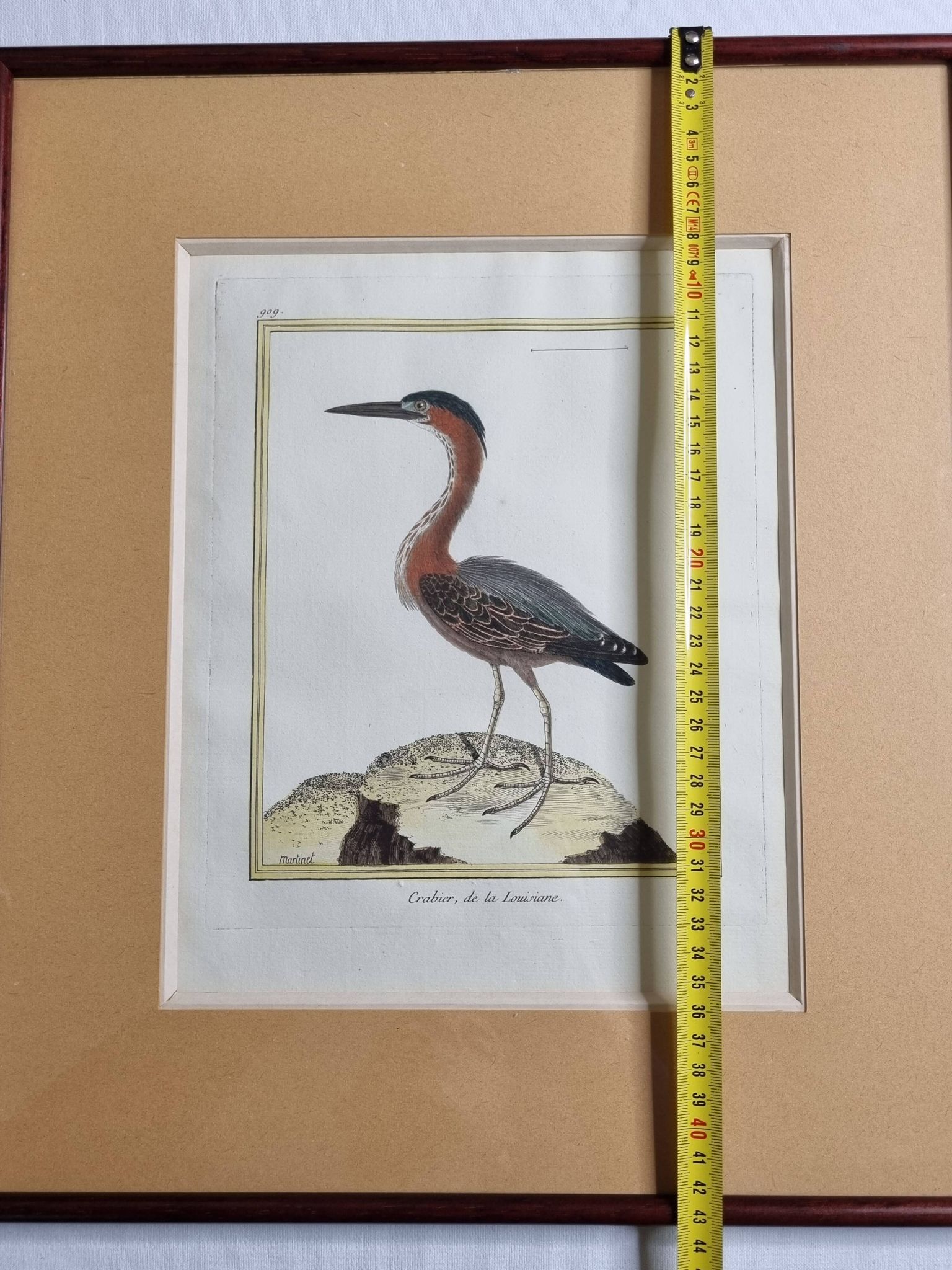 Original engraving by François Nicolas Martinet, 18th century, Louisiana crab fisher, framed,