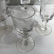 Set of 6 liqueur glasses, engraved, early 20th century