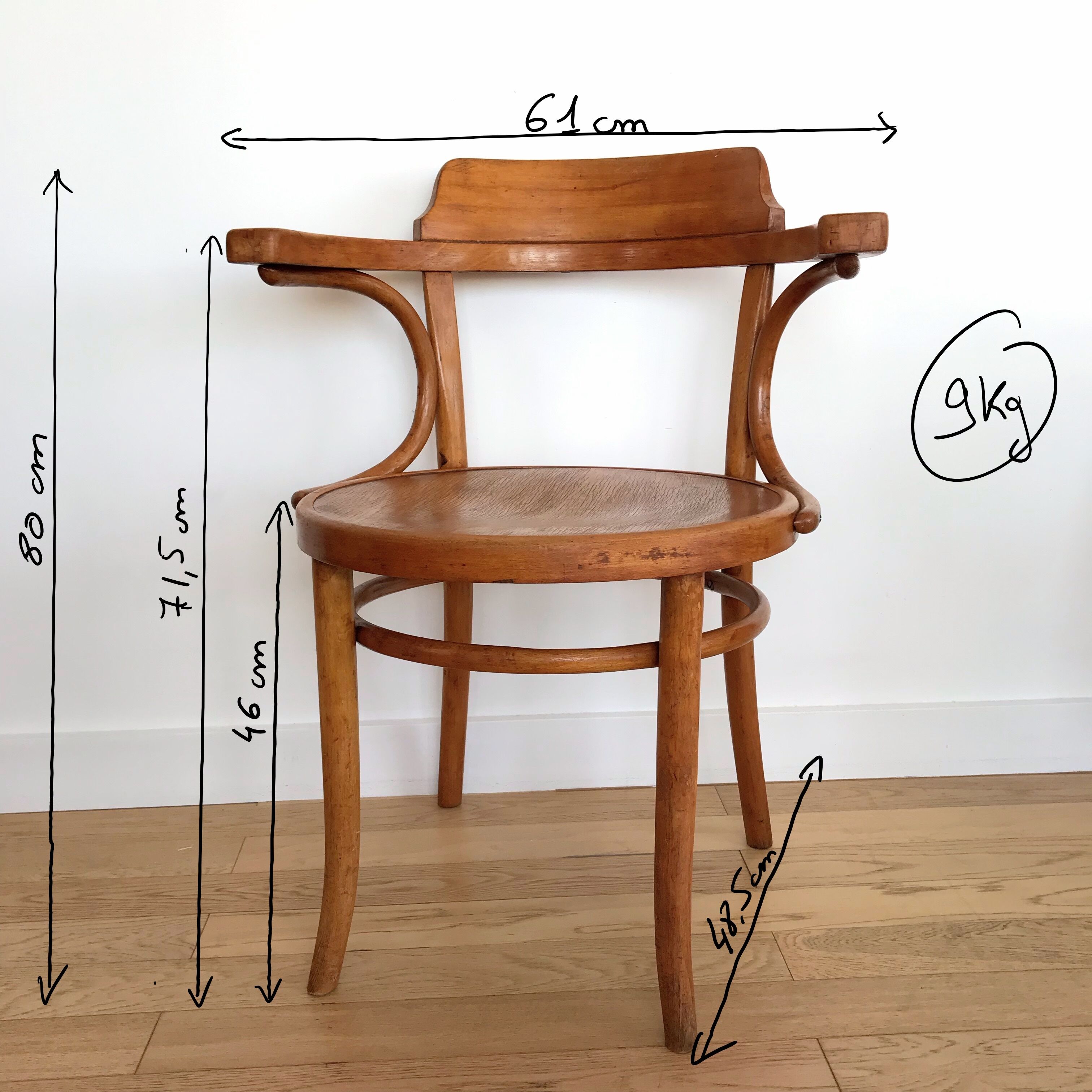 Thonet office chair in 1930s light beech