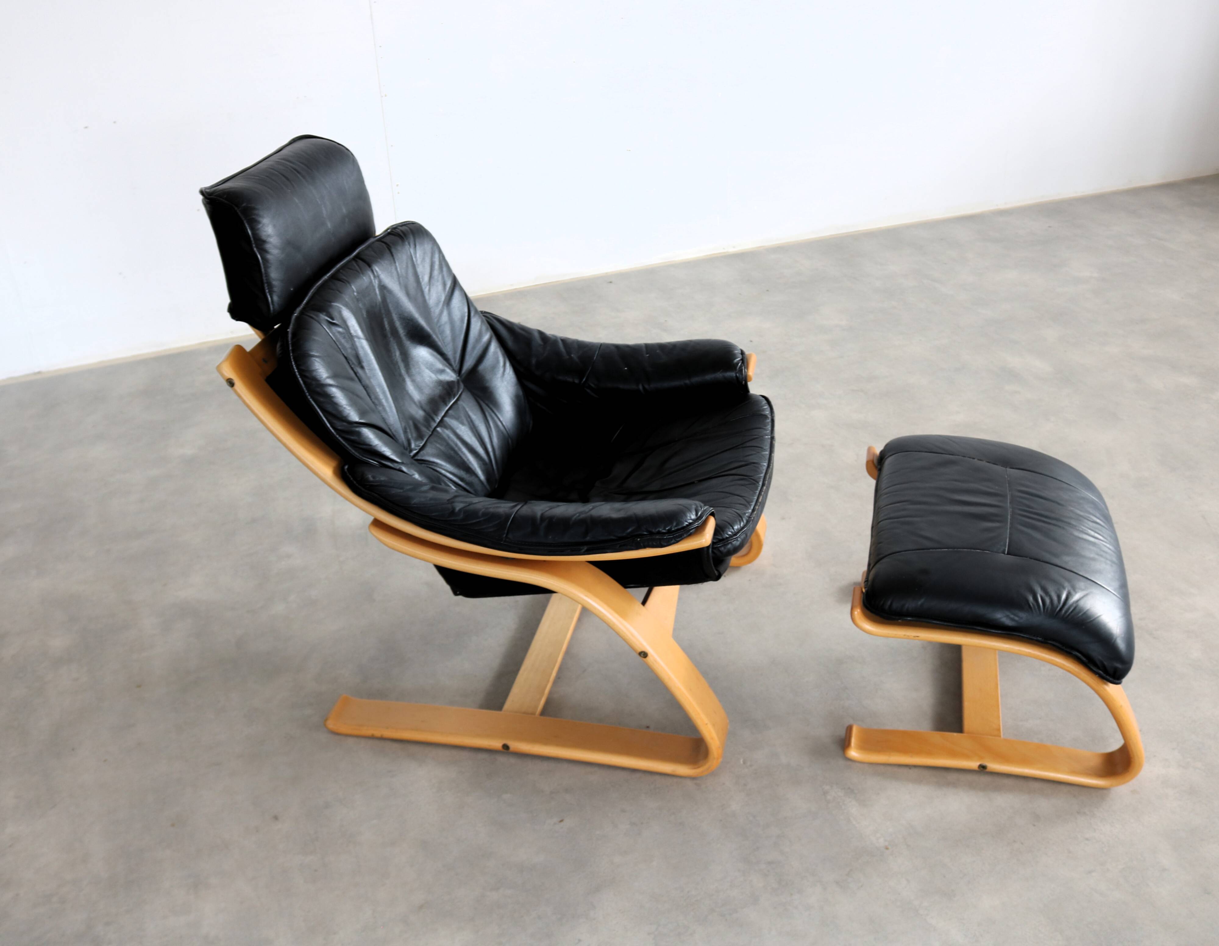 Fauteuil vintage avec ottoman | fauteuil | années 1970 | suédois