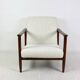 Fauteuil Boucle GFM-142 en ivoire blanc attribué à Edmund Homa, années 1970