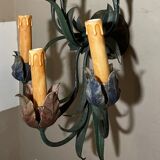 Wall lamp six lights, hand painted metal, France of the 30s