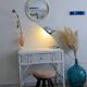 Vintage round mirror Syla model 6131 with rose decoration.