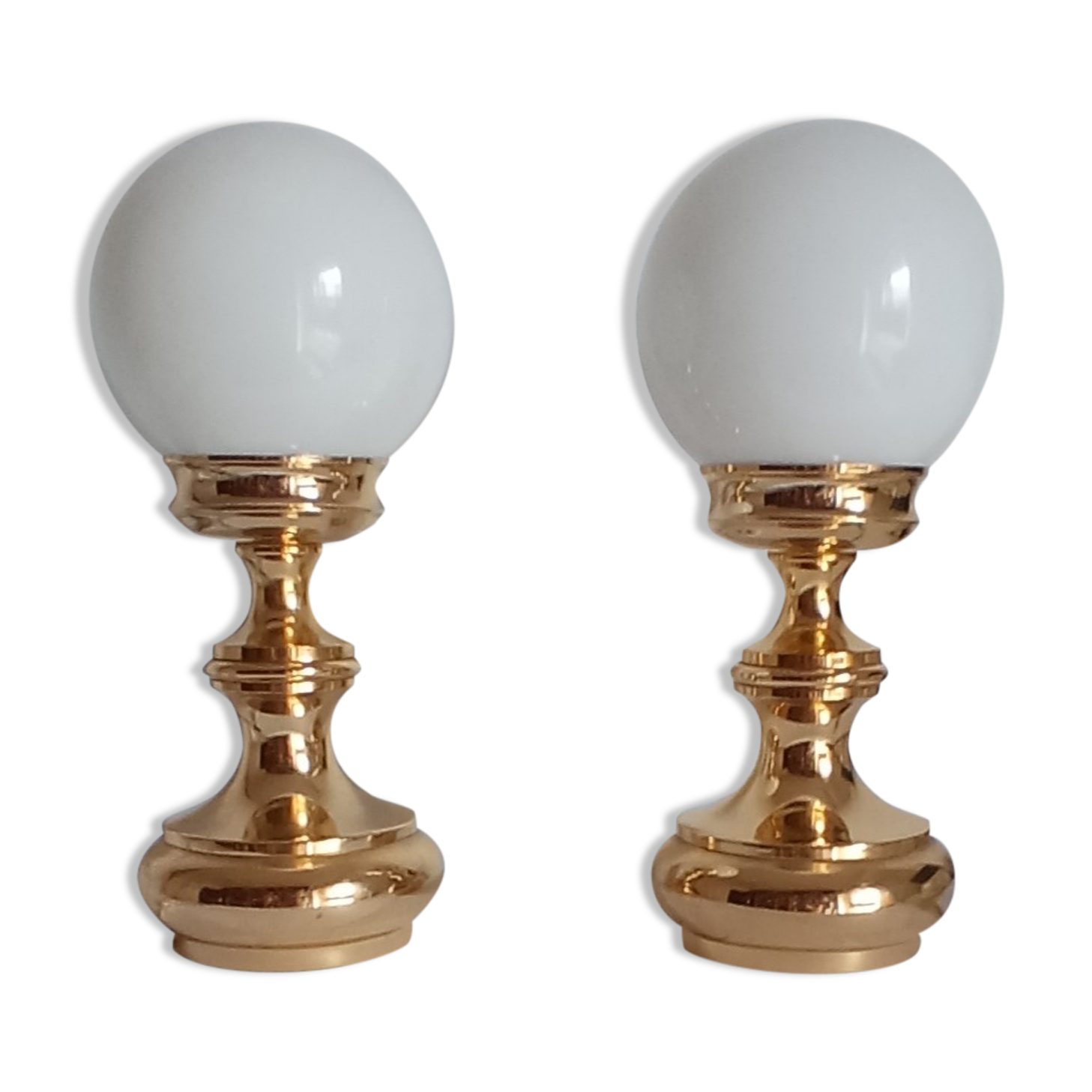 Pair of gilded metal lamps