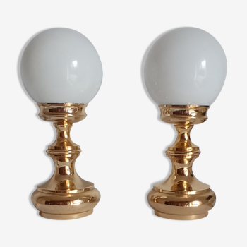 Pair of gilded metal lamps