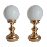 Pair of gilded metal lamps