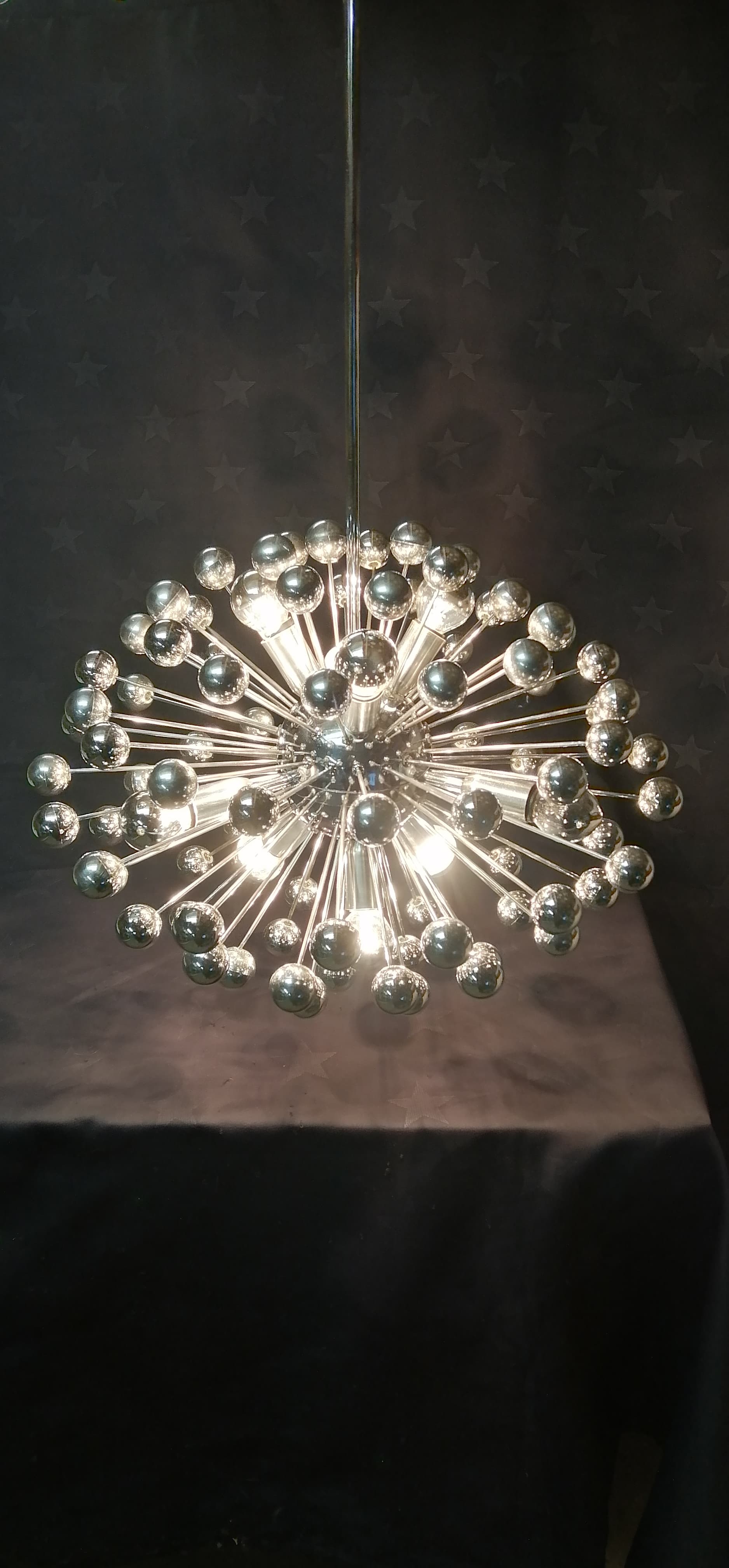 Lustre vintage spoutnik en chrome de Goffredo Reggiani, Italie 1970