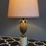 1970s old brass pineapple and gold metal lamp