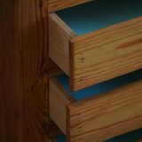 Free-standing primitive pine commode, mid-century Swedish, 1950s.