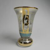 Glass vase with gold decorations, Belgium, 1930s