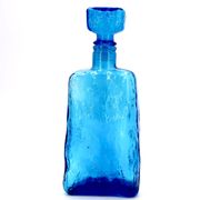 Carafe Italienne Empoli en verre bleu, années 60