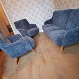 3 seater sofa 50s 60s gray velvet
