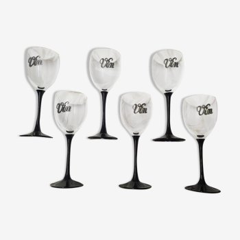 Set of 6 wine glasses with tin