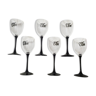 Lot de 6 verres à vin avec étain