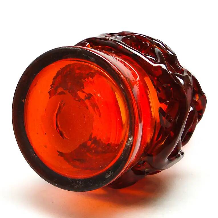 Crown of Thorns vase, red glass, designed by J. Słuczan-Orkusz, Poland, 1970s