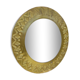 Miroir rond en laiton vintage