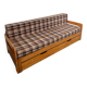 Ancien canapé lit 3 places design années 70/80 en pin vintage sofa